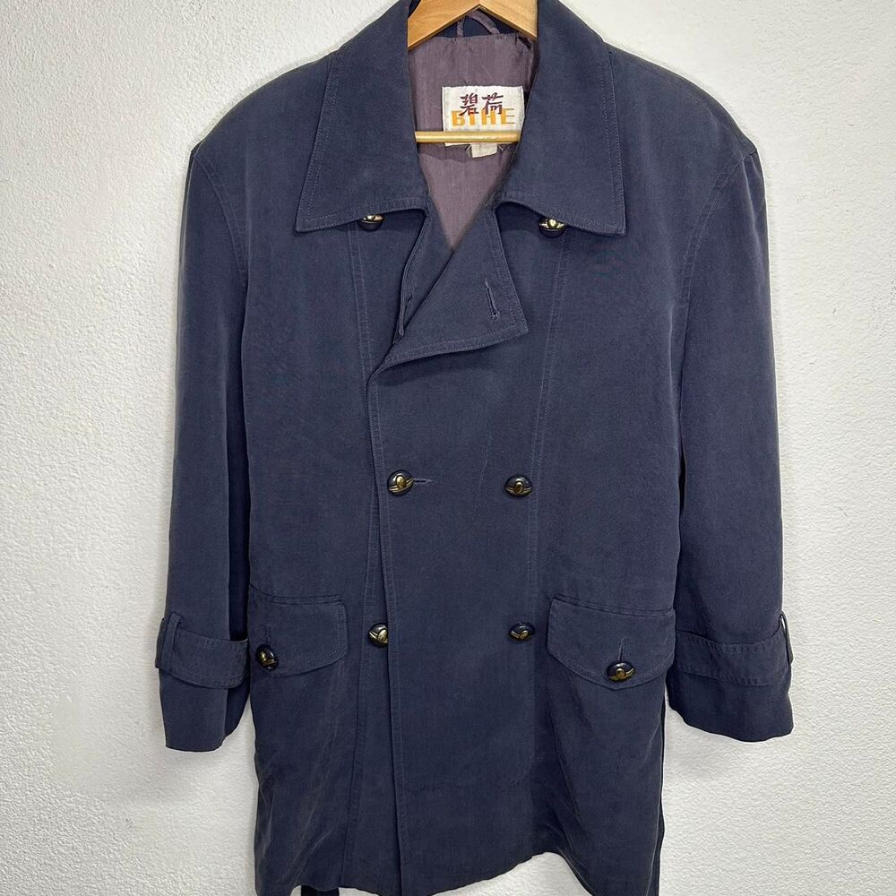 Japanese Navy blue vintage double-breasted pea coat coats